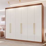 Guarda-roupa Casal 235cm 6 Portas 6 Gavetas Espelho Interno Giratório 100% Mdf Turim Espresso Móveis Cinamomo/grafiato