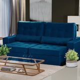 Sofá Curitiba Modular 3 Lugares 230cm Retrátil Reclinável Azul