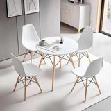 Conjunto De Mesa Redonda 80cm Com 4 Cadeiras Eiffel Branco