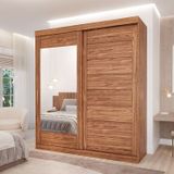 Guarda-roupa Casal 230cm 2 Portas De Correr Com Espelho 4 Gavetas 100% Mdf Firenze Espresso Móveis Cinamomo