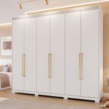 Guarda-roupa Casal 6 Portas Com Espelho Interno Giratório 235cm 100% Mdf Turim Espresso Móveis Branco
