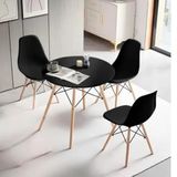 Conjunto De Mesa Redonda 80cm Com 3 Cadeiras Eiffel Preto