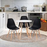Conjunto De Mesa Redonda 80cm Com 3 Cadeiras Eiffel Branco / Preto