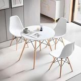 Conjunto De Mesa Redonda 80cm Com 3 Cadeiras Eiffel Branco