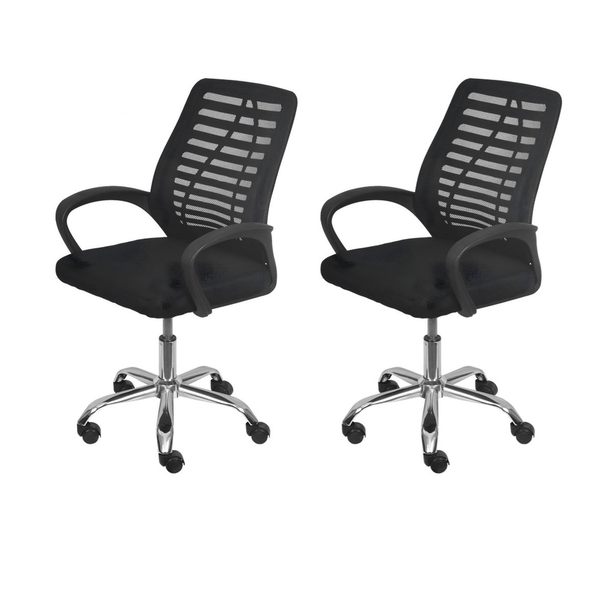 Kit 2 Cadeiras Escritório Diretor Office Tela Mesh Viena 3324 Preto