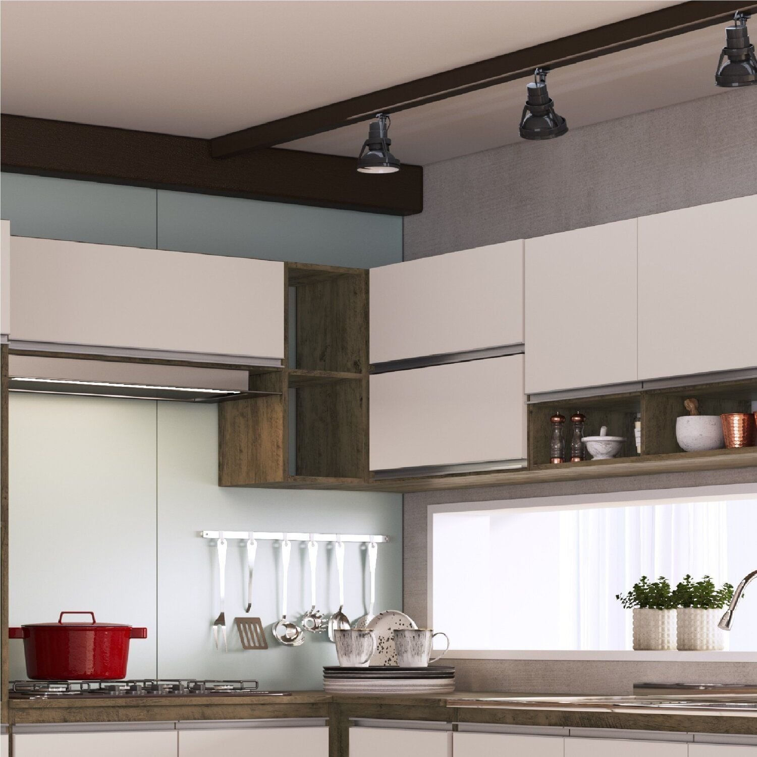 Armário Aéreo Para Cozinha Canto Reto Athena Itaúba/off White