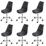 Kit 6 Cadeiras Para Escritório Decorativa Giratória Joly 1108 Preto