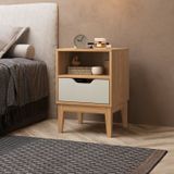 Mesa De Cabeceira 1 Gaveta 40x57x38,3 Cm Mel/off White