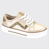 Tênis Infantil Meninas Casual Conforto Molekinha 2565.109.29086 - Creme/dourado - 32