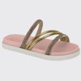 Sandália Infantil Pepete Meninas Tiras Strass Molekinha 2352.107.28905 - Cristal/dourado - 32
