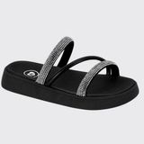 Sandália Infantil Pepete Meninas Tiras Strass Molekinha 2358.100.28245 - Cristal/preto - 26