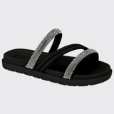 Sandália Infantil Pepete Meninas Tiras Strass Molekinha 2352.107.26696 - Cristal/preto - 36