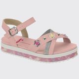 Sandália Infantil Meninas Flat Slide Molekinha 2305.1563.28761 - Rosa/prata - 34