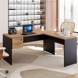 Mesa Para Escritório Diretor Em L Com Gaveteiro Suspenso Espresso Móveis Calvi/preto