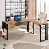 Mesa Para Escritório Diretor Em L Com Gaveterio Suspenso Espresso Móveis Calvi/preto