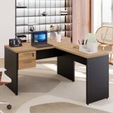Mesa Para Escritório Diretor Em L Com Gaveteiro Suspenso Espresso Móveis Calvi/preto