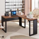 Mesa Para Escritório Diretor Em L 120x150cm Espresso Móveis Macadâmia/preto