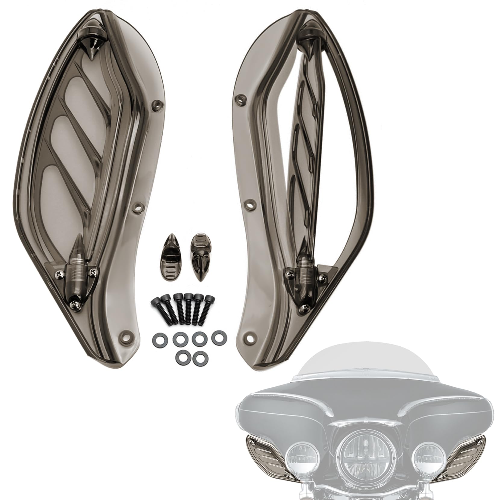 Defletores De Ar Ajustáveis Smoke Upper Fairing Para Harley