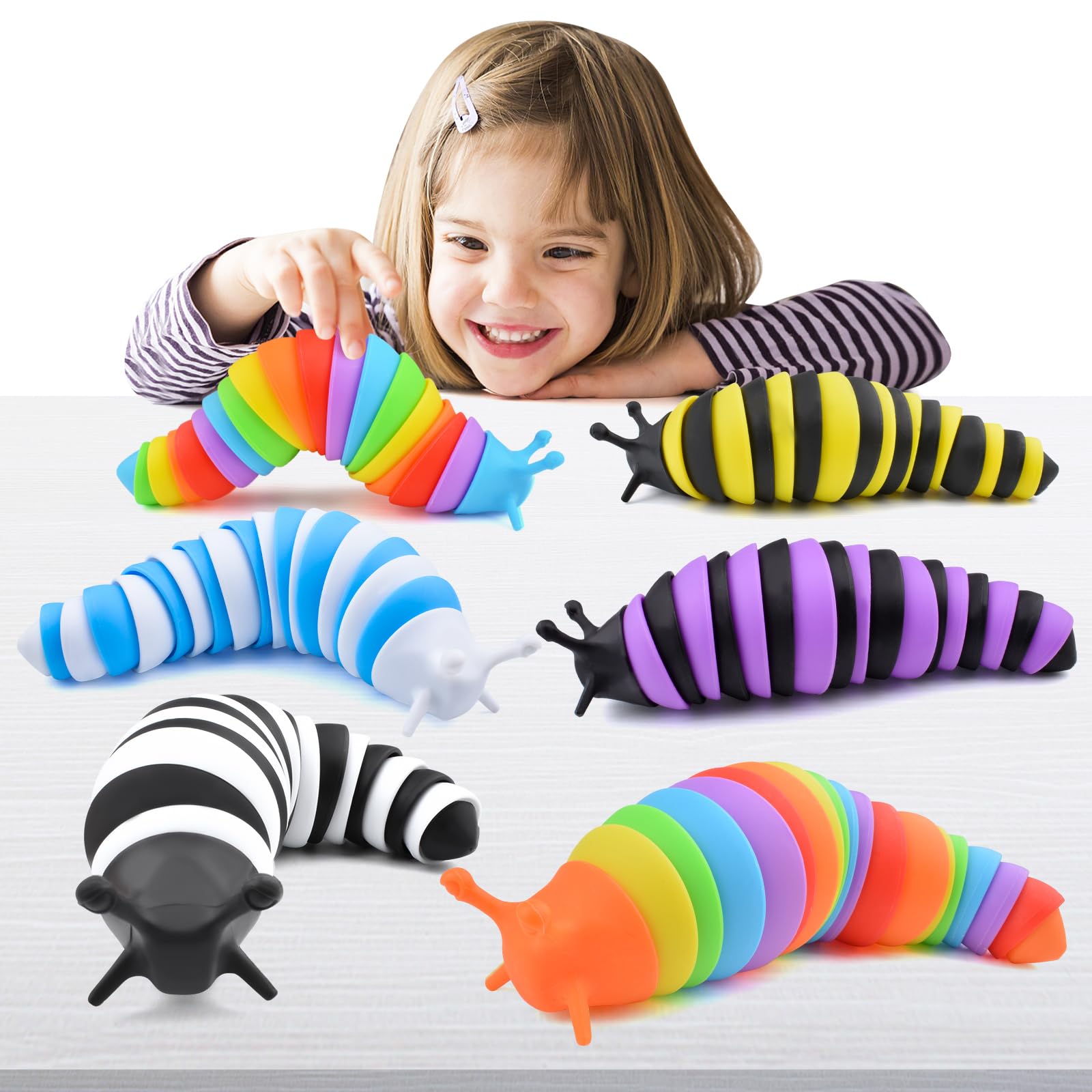 Brinquedo Fidget Slug Cevioce Sensory Slug Fidget Toys 6 Unidades A Partir De 3 Anos