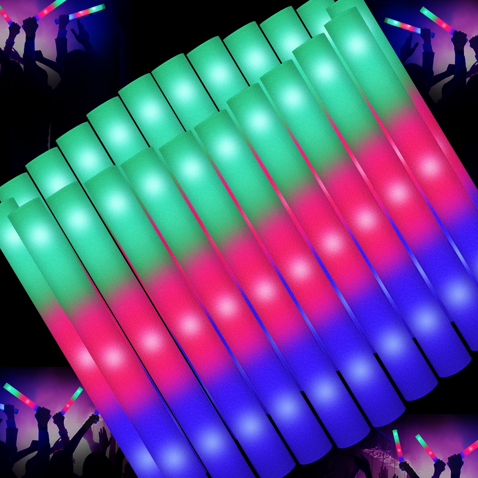 Foam Glow Sticks Shqdd44 Pcs Com 3 Modos De Intermitência Colorida