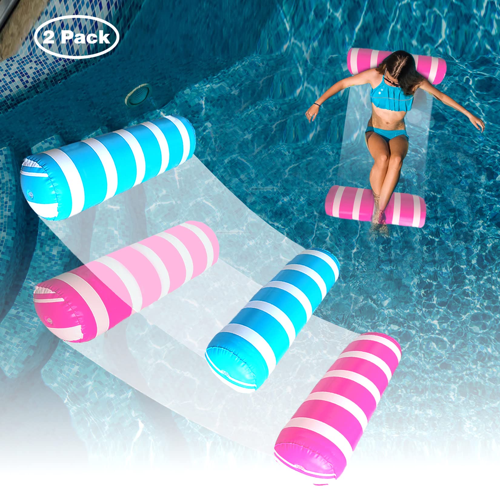 Water Swimming Pool Float Hammock, Pacote Com 2 Unidades Para Adultos