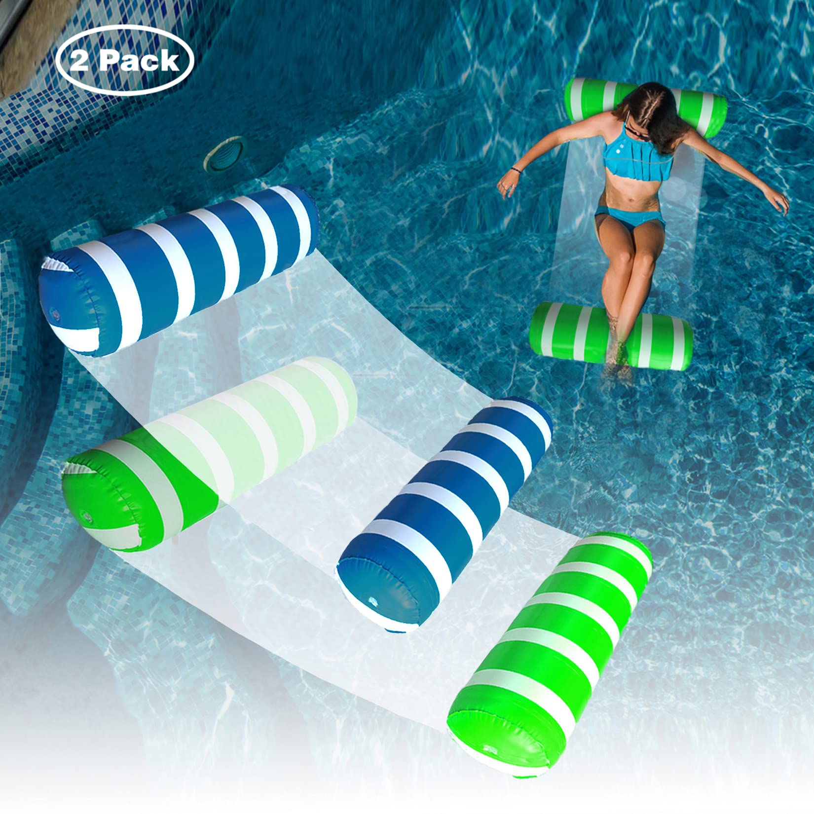 Water Swimming Pool Float Hammock, Pacote Com 2 Unidades Para Adultos