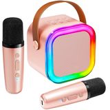 Máquina De Karaokê Iroo Mini Para Crianças Com 2 Microfones Sem Fio Rose Gold