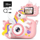 Câmera Infantil Greenkinder Selfie 1080p Hd Video +cartão Tf De 32 Gb