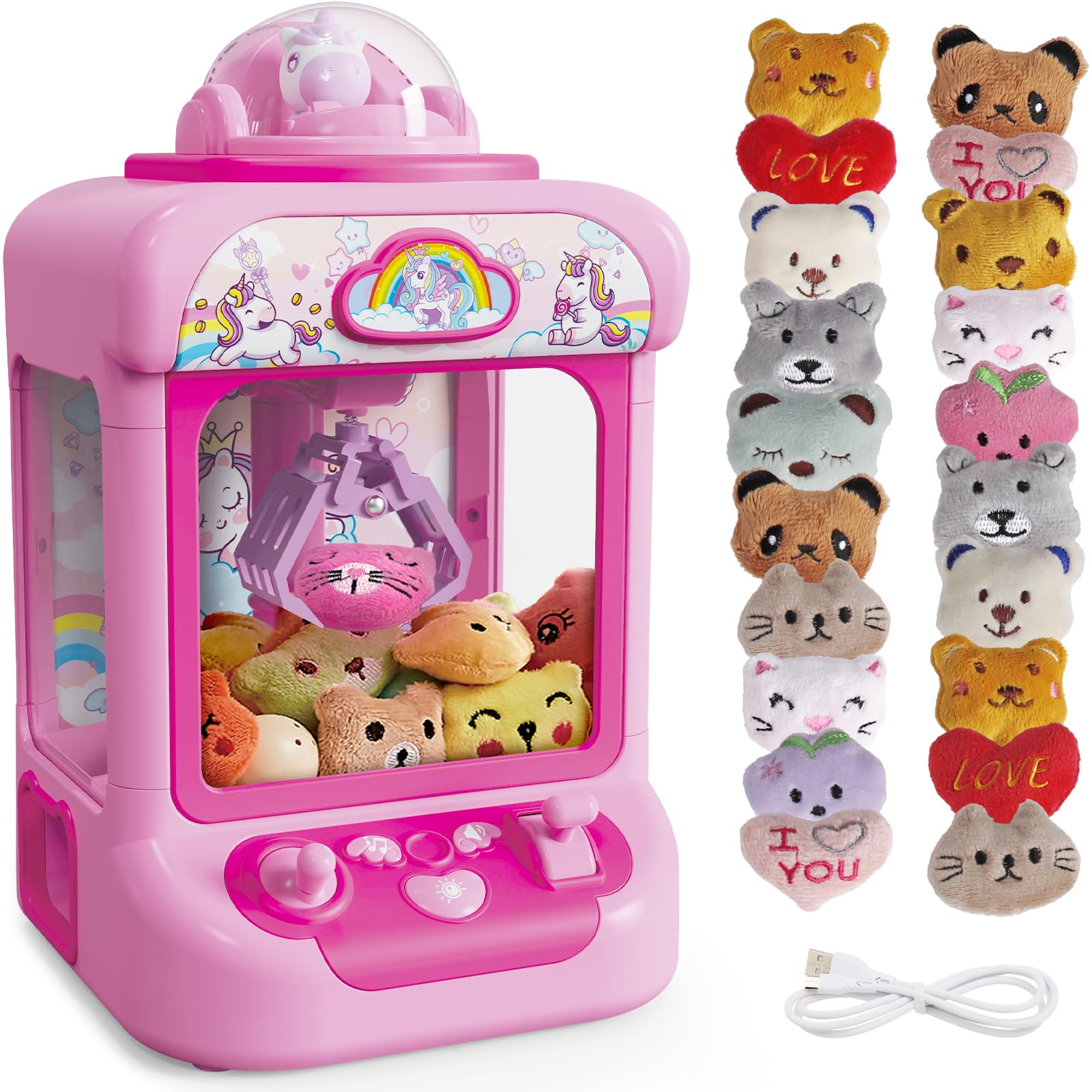 Claw Machine Marlrin Unicorn Com Som E 20 Mini Brinquedos De Pelúcia