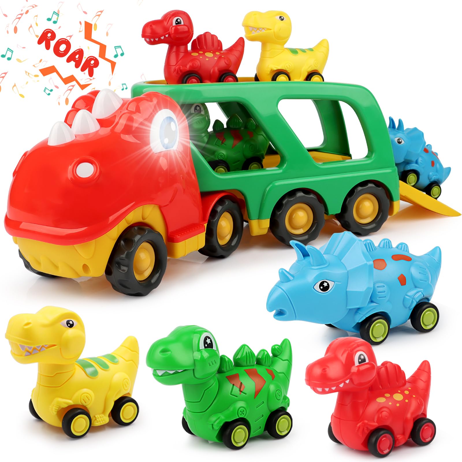 Toy Car Nicmore Dinosaur Truck Para Crianças De 2 A 5 Anos Com Transportador