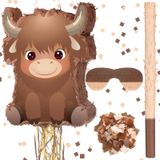 Festa De Aniversário De Pinata Highland Cow Seematn Com Olhos Vendados E Morcego