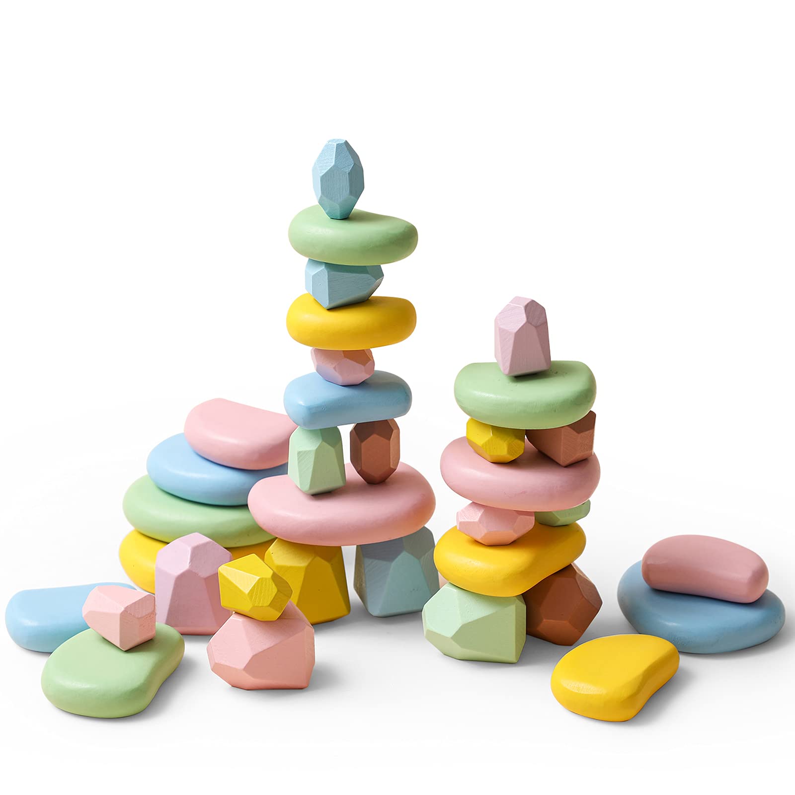 Jogo De Equilíbrio Wooden Stacking Rocks Oessuf 34 Unidades Para Criança