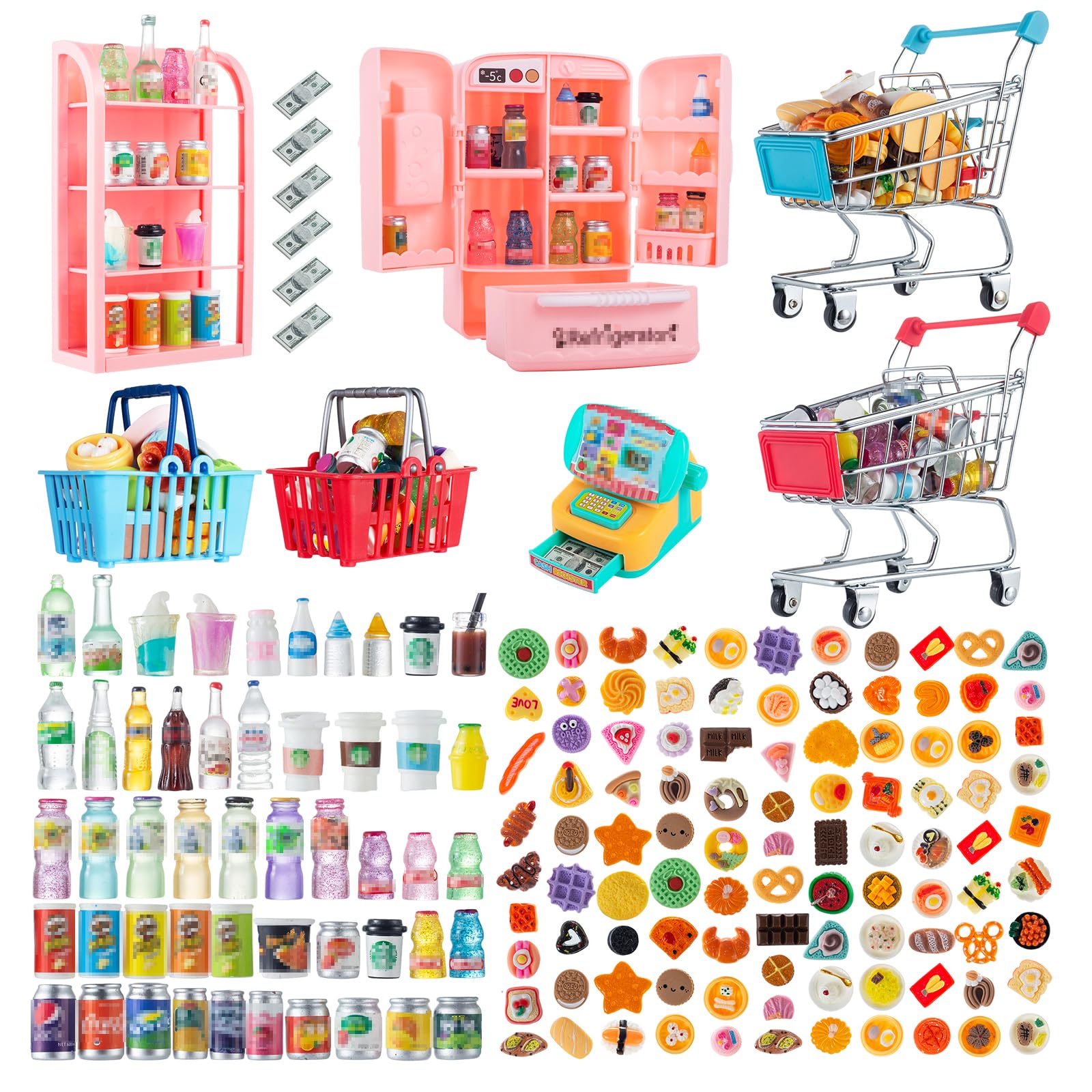 Mini Carrinho De Compras Wehoo 164 Unidades Com Acessórios Para Dollhouse