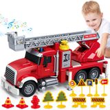 Caminhão De Bombeiros De Brinquedo Bstoyder Com Luzes, Sirenes E Bomba De Água De 15"