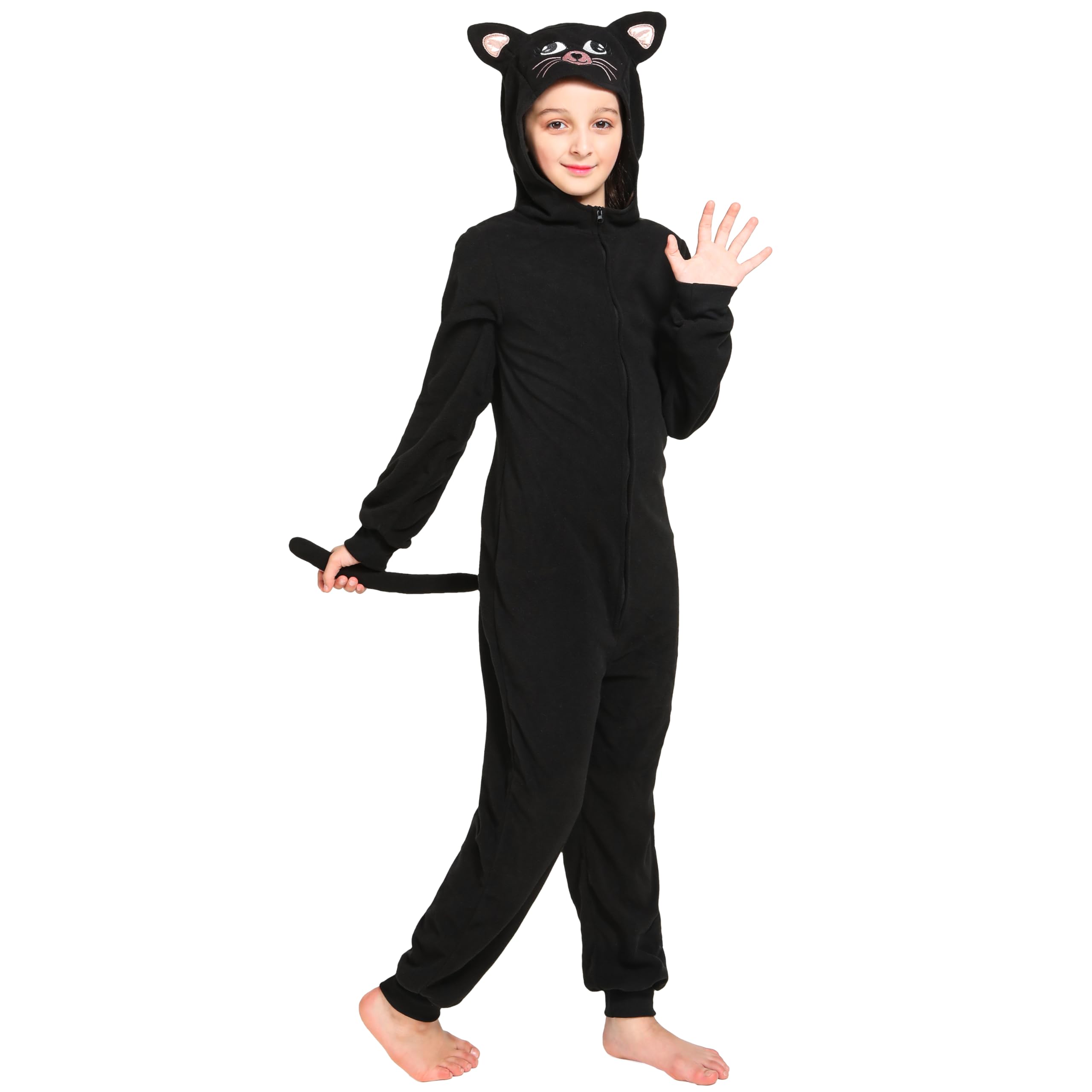 Costume Leadtex Child Black Cat Pijama Halloween Cosplay M6-8