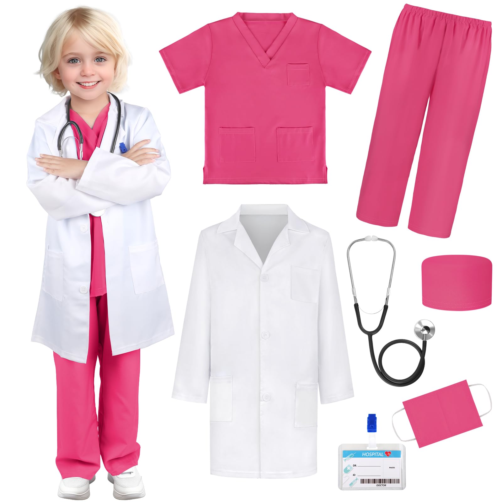 Caixa De Presente Doctor Costume Para Crianças Com Jaleco E Estetoscópio