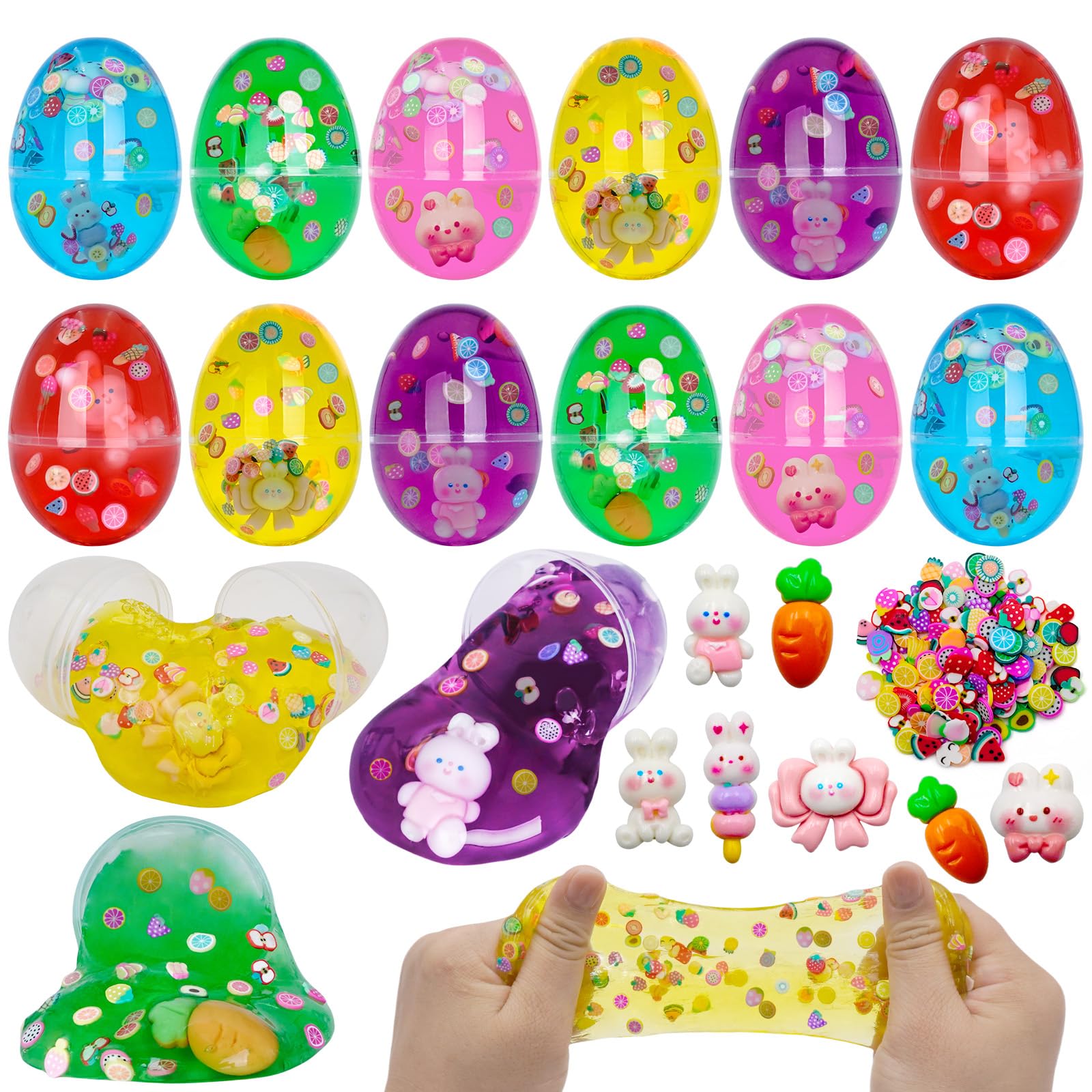 Bunny Slime Eggs Pré-preenchidos, Pacote Com 12 Brinquedos De Páscoa Olixmlya