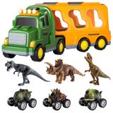 Caminhão De Brinquedo Temi Dinosaurs Com 3 Figuras De Dinossauros E 3 Carros Monstros