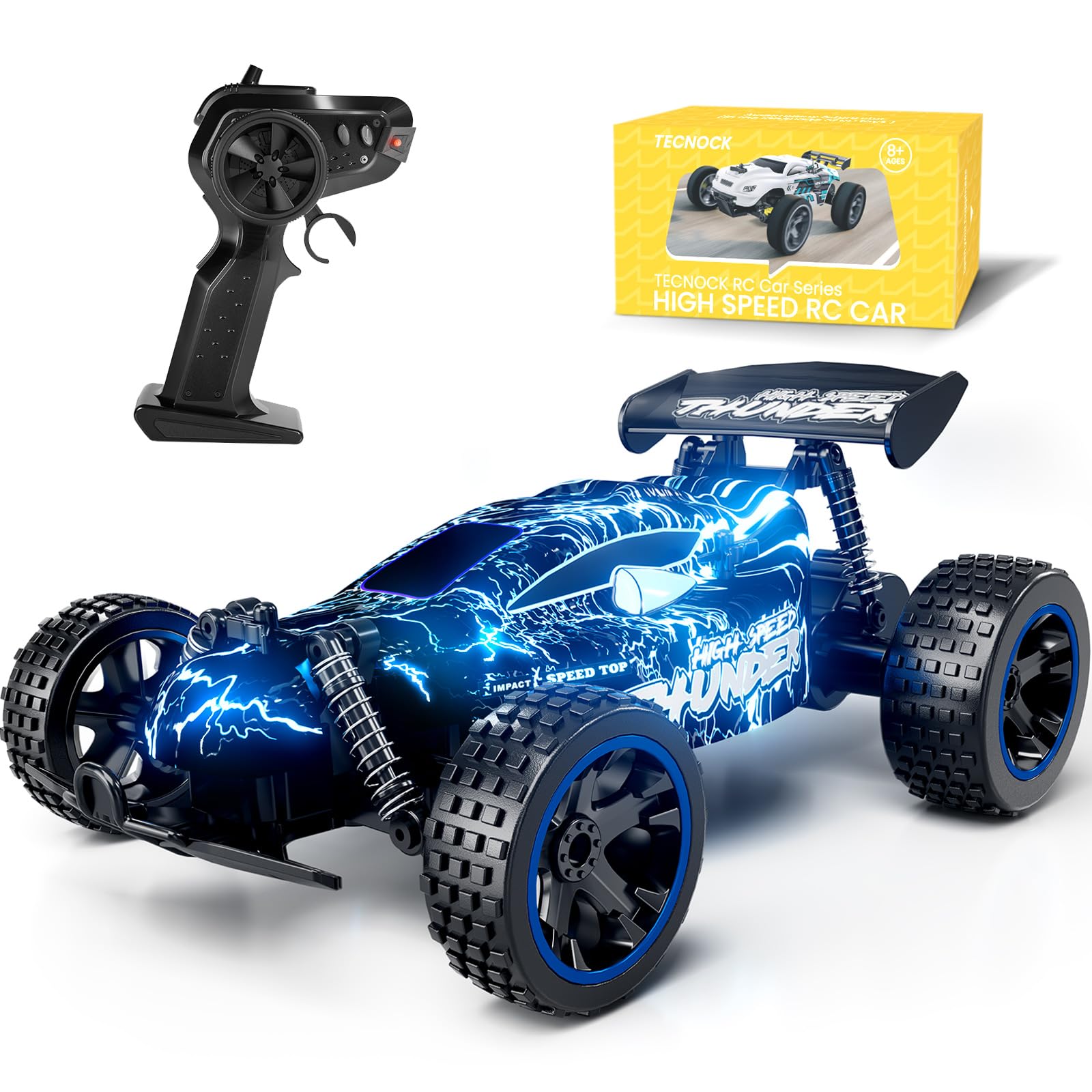 Rc Car Tecnock, Escala 1:18 Com Luzes Led, 20 Km/h De Velocidade, Presente Para Crianças