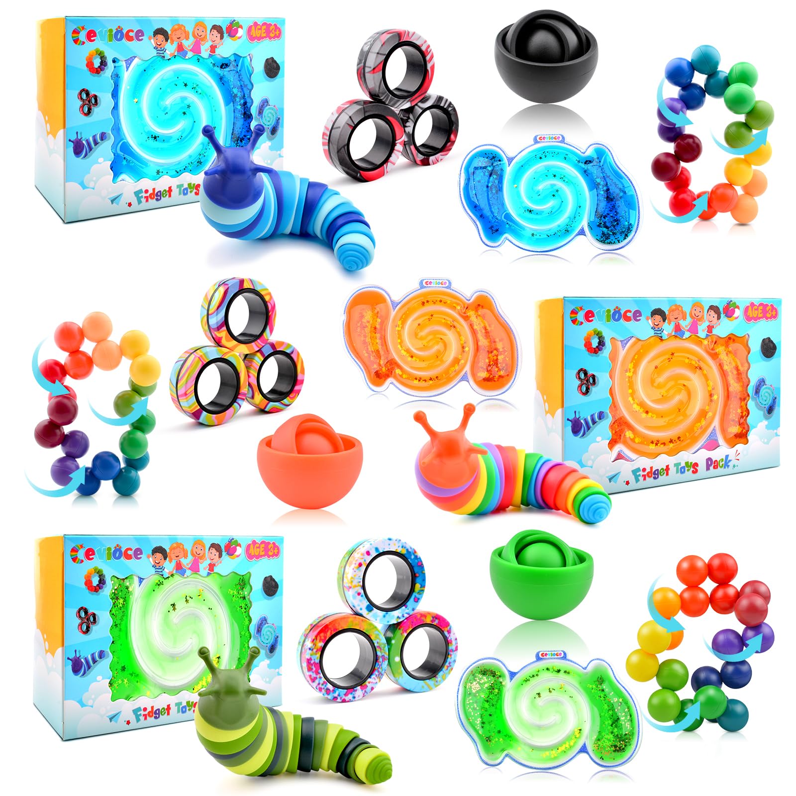 Pacote De 15 Unidades Da Sensory Fidget Toys Cevioce Para Adultos E Crianças