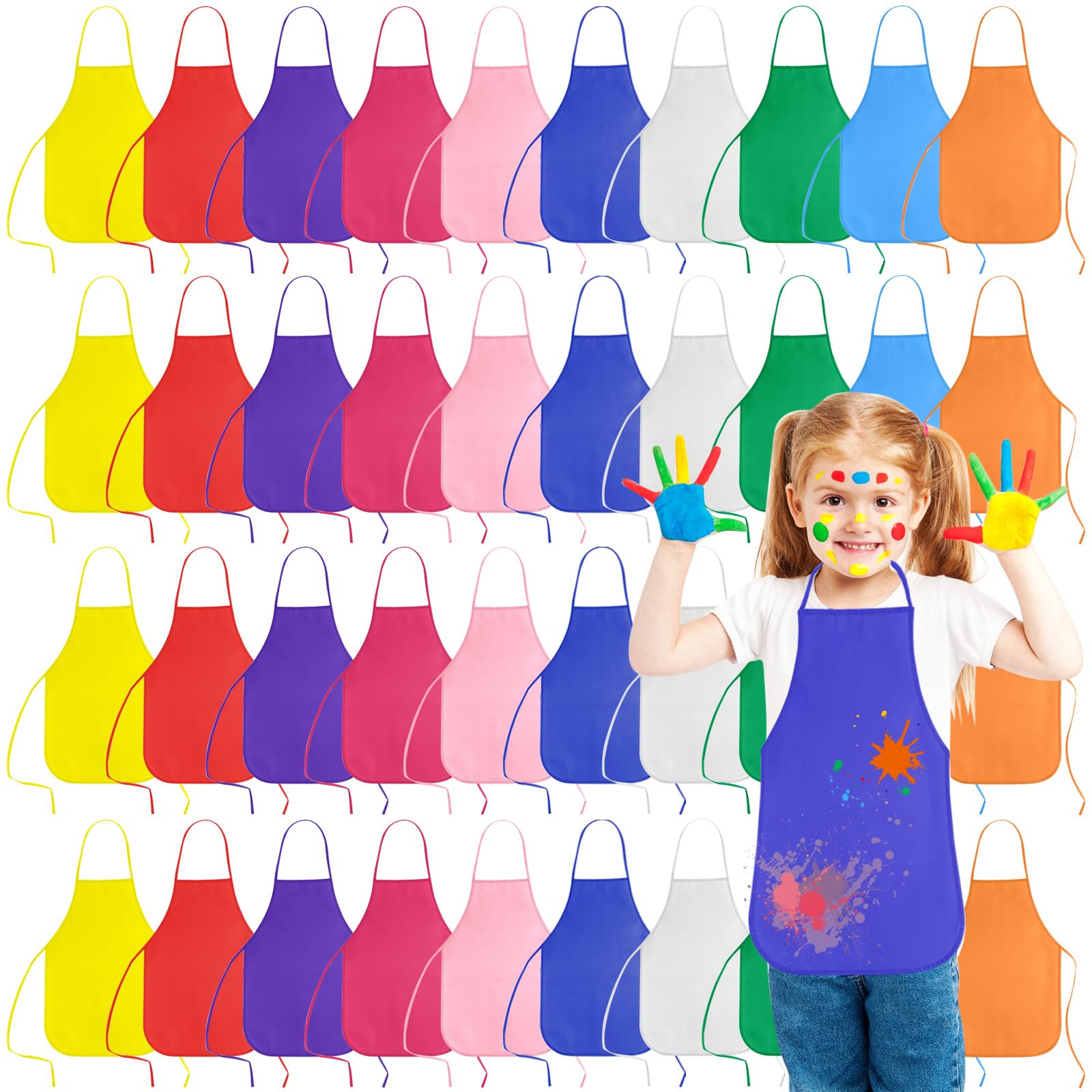 Avental Kuuqa Kids Painting Art Smocks, Pacote Com 40 Unidades Para Sala De Aula