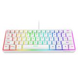 Teclado Para Jogos Snpurdiri 60% Com Fio Rgb Retroiluminado 61 Teclas Branco