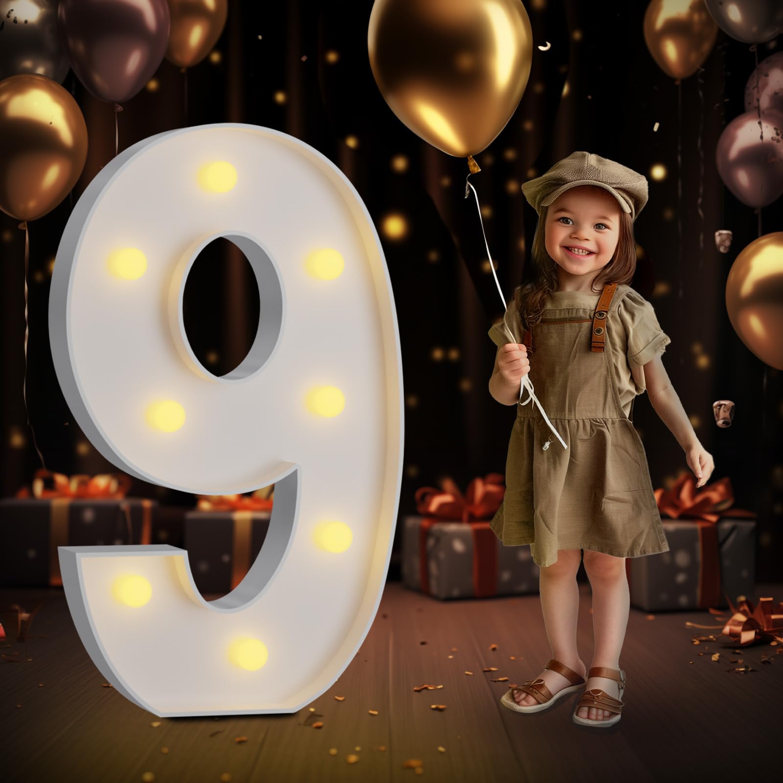 Marquee Light Up Numbers Imprsv 3ft Mosaic Number 9 White