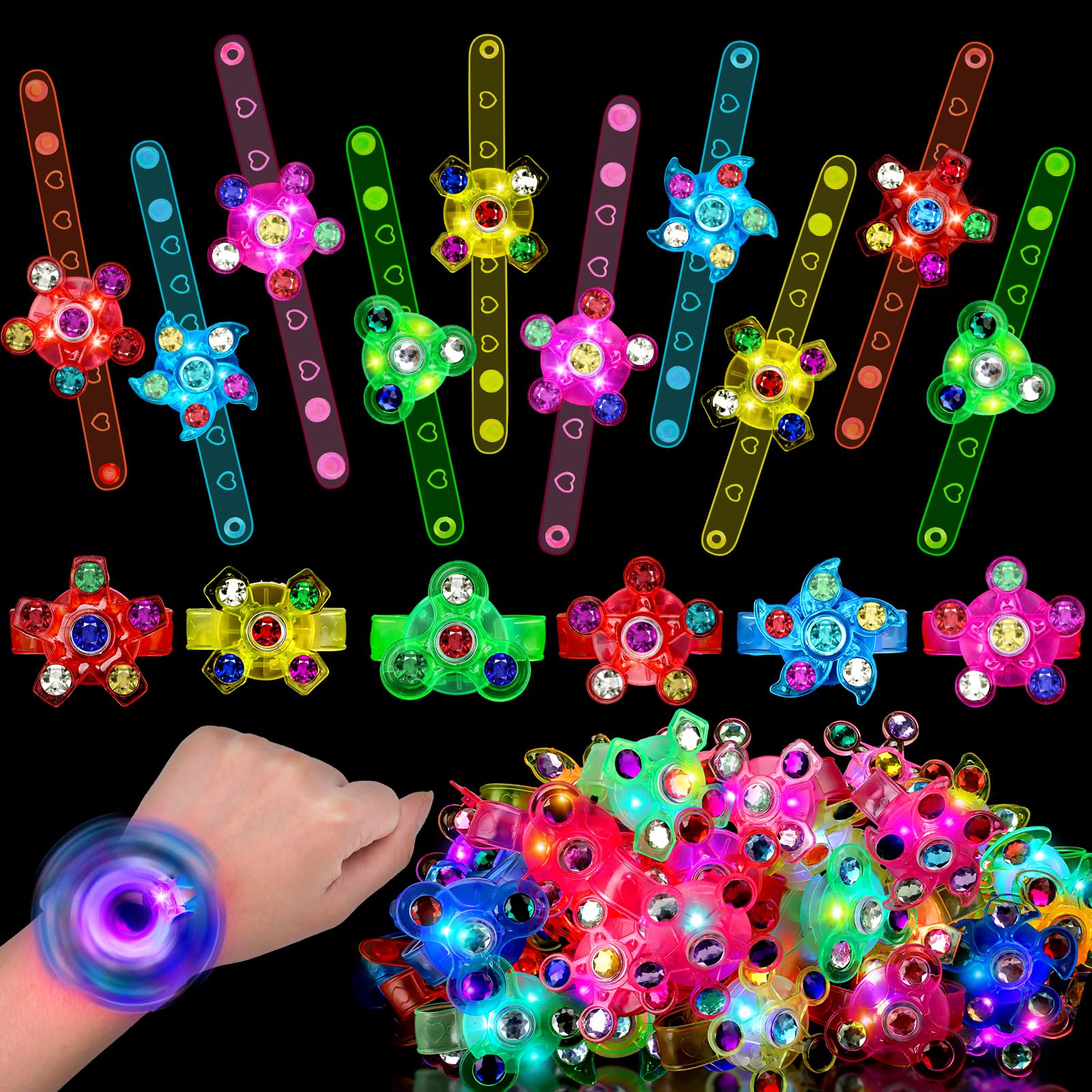 Pulseiras Led Light Up Fidget Spinner, Lembrancinhas De Festa Para Crianças