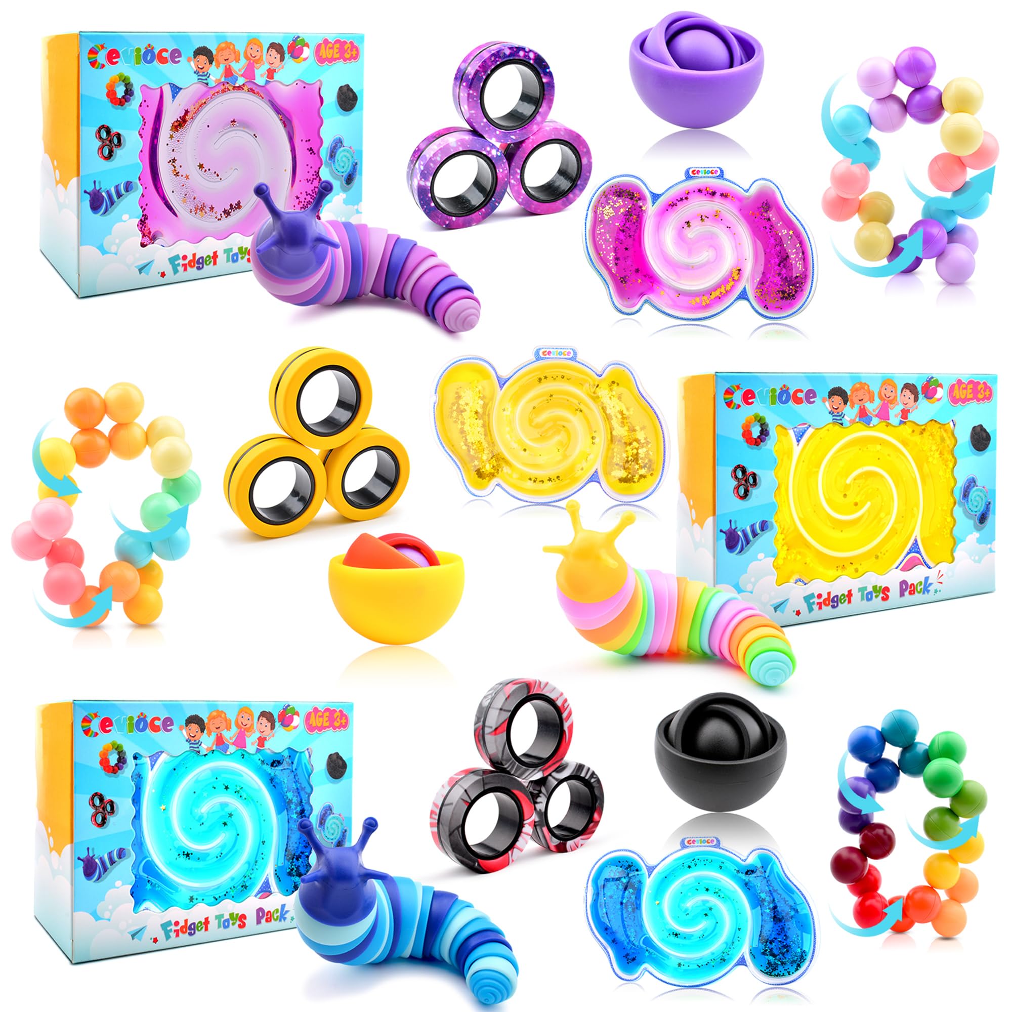 Pacote De 15 Unidades Da Sensory Fidget Toys Cevioce Para Adultos E Crianças