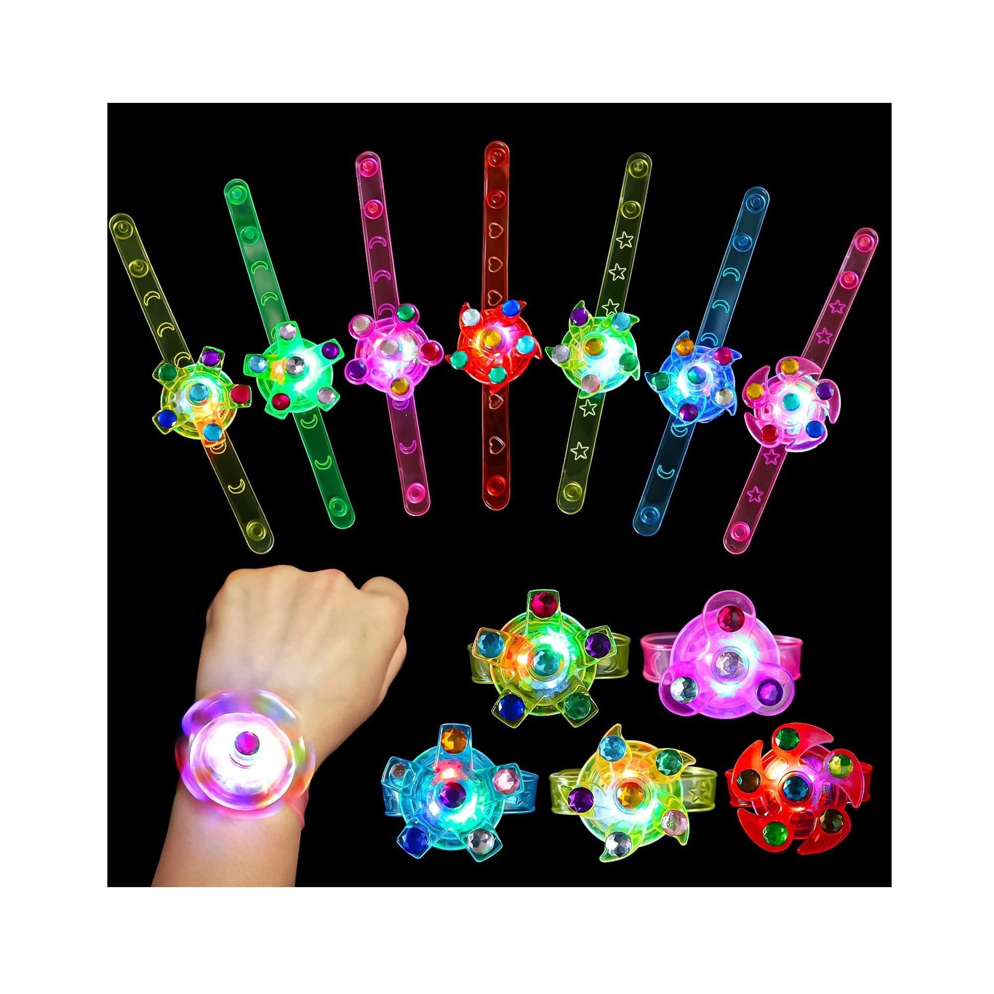 Braceletes Led Light Up Fidget Spinner, Lembrancinhas De Festa, Pacote Com 48