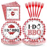 Louça De Festa Grencian I Do Bbq Red Gingham 24 Serv