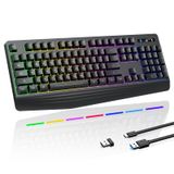 Teclado Para Jogos Sem Fio Yesbeaut Pc414 Rgb Retroiluminado À Prova D&#39;água