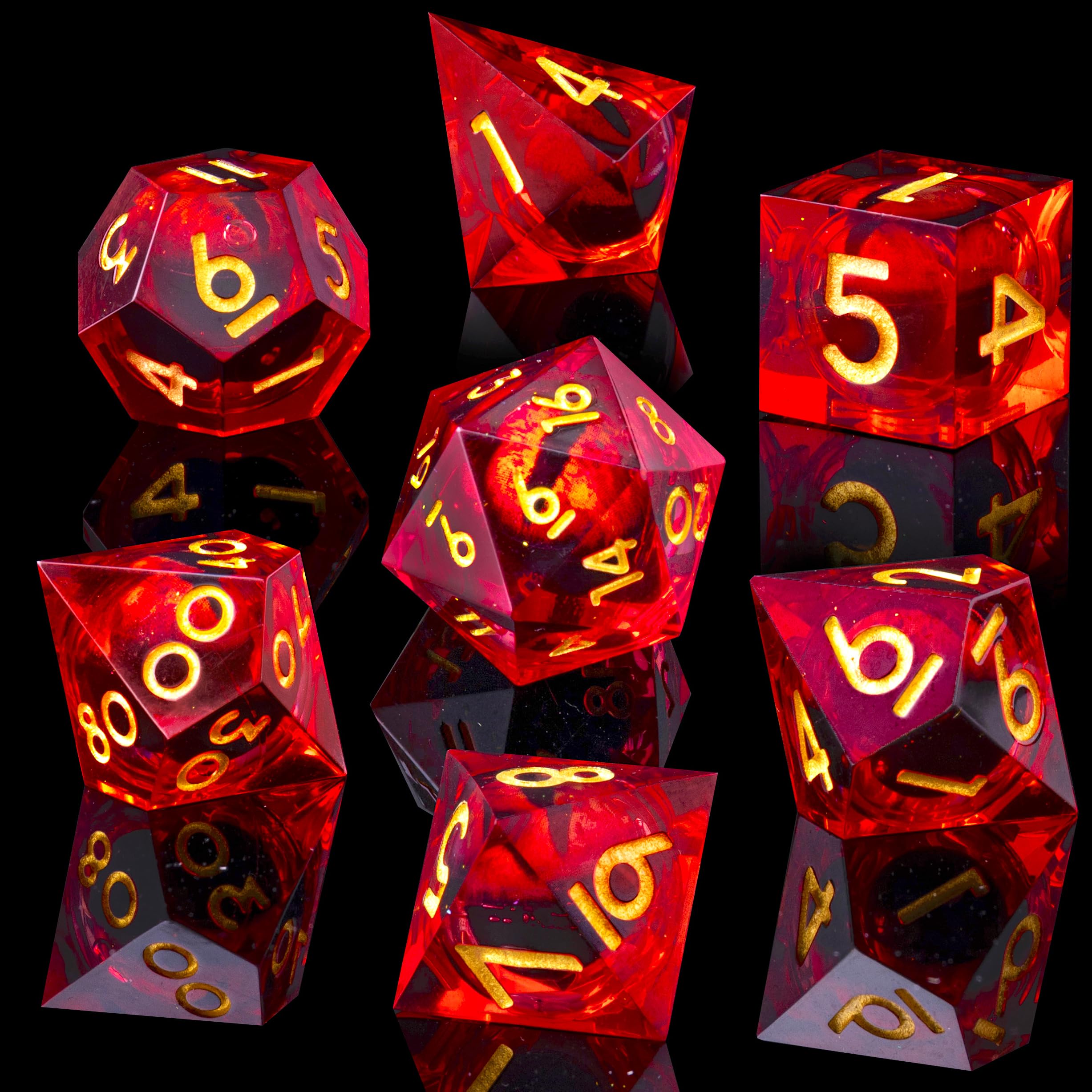 Conjunto De Dados Role Dice Beholder's Dragon Eye Dnd 7 Unidades Com Caixa De Presente