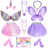 Conjunto De Roupas De Vestir Unicorn &amp; Flower Princess Para Meninas